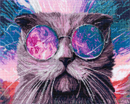 Кристальная ( алмазная) мозаика  " ФРЕЯ" ALPD- 082 на подрамнике " Космический кот" 50 х 40 см